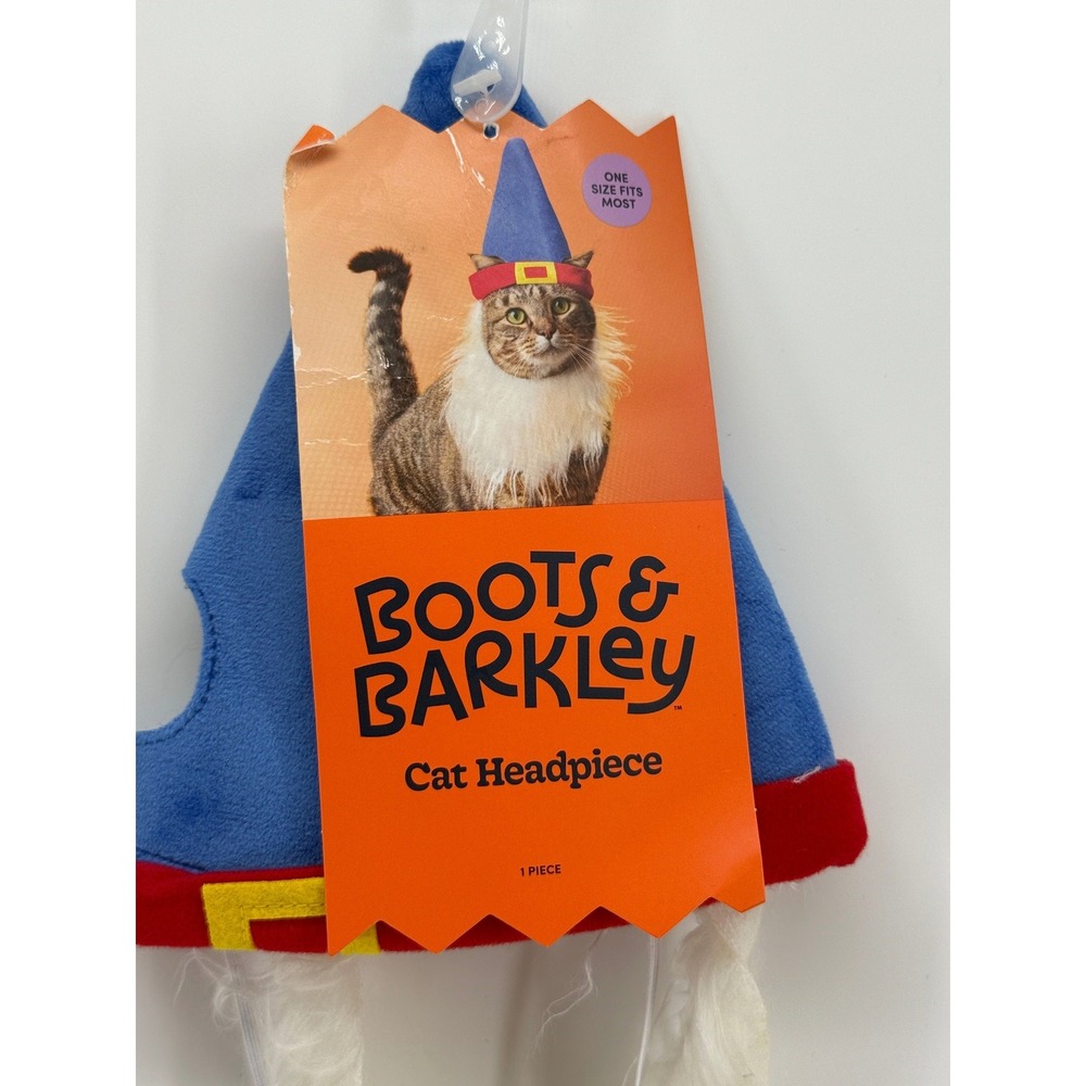 Boots & Barkley Cat Headpiece Gnome Elf Blue Hat White Beard Costume NWT